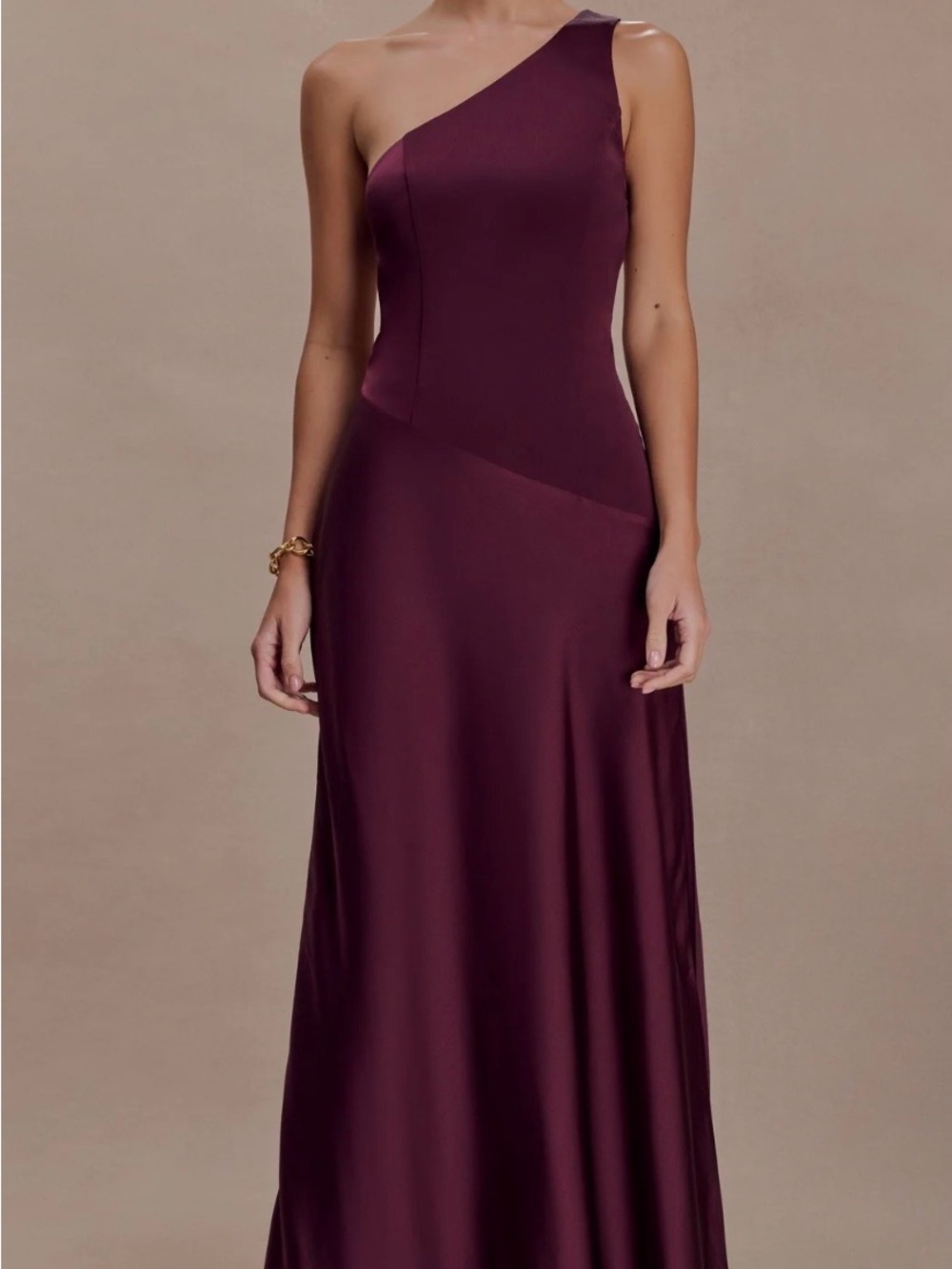 Meshki One-Shoulder Plum Evening Dress NWT